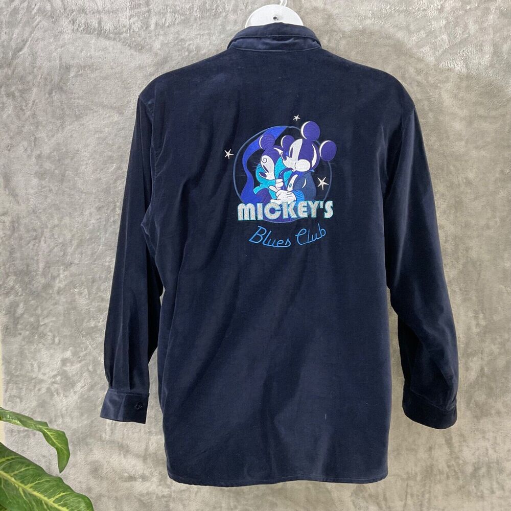 The Disney Store Mickey's Blues Club Shirt women’s 2XL Rhinestone Mickey Buttons